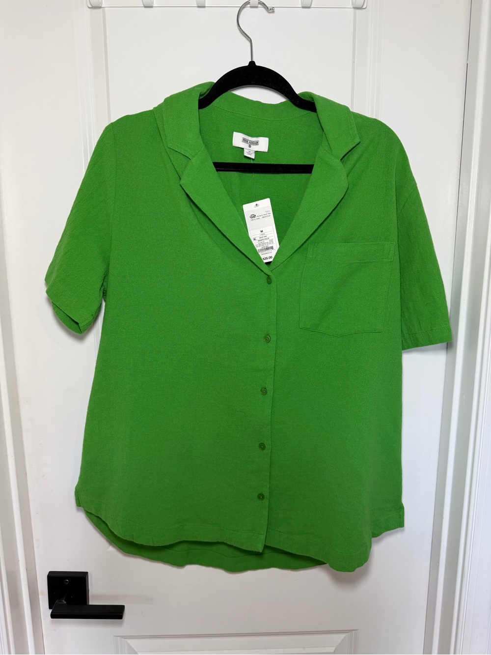 Rosie Assoulin Bright Green Short-Sleeve Button Front Blouse